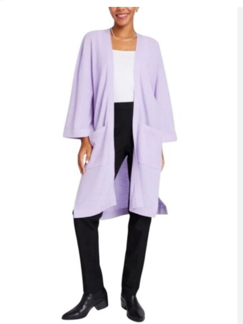 Kit & Ace Lavender Open-Front merino wool Cardigan Sweater size M/L
